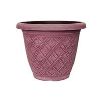 Woven Blossom Planter Decorative Plastic Plant Pot Indoor Outdoor Use | Flower Planter for Patio, Balcony, Home Garden Herbs, Succulents | Modern Container (Woven Blossom Pink, 33cm - Pack of 1)
