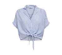 ONLY Women's Onlpaula Life S/S Tie Shirt WVN Noos Blouse, Blue, M