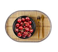 Woven Boho Placemat Set, Insulation Baths, Table Top Pad, Elegant Styling, Non-Slip, Resistant Oval Bamboo Table Mats, Nordic Dining Table Pads for Dinner Party, Writing Table