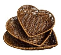 Woven Bread Baskets Heart Shape Wicker Baskets Food Serving Fruit Vegetables Sundries Storage Basket for Home Office Restaurant
