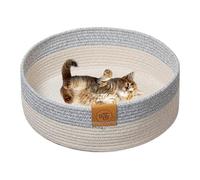 Woven Cat Bed Basket | Kitten Sleeping Basket with Cotton Rope, Woven Bed Basket with Warm Cotton Rope, Comfortable to Clean for Small Medium Large Cats and Dogs