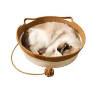 Woven Cat Bed - Cotton Rope 35 x 35 cm | Woven Rope Cat Bed, Foldable and Breathable Nest with Cat Ears, Protective Mat for Small Pets | Cham Indoor Living Room