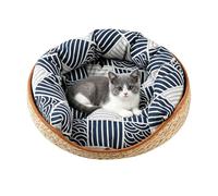 Woven Cat Bed - Cotton Rope Pad Nest, 13.7 Inches Aesthetic Cat Sofa Bed for Relaxation, Pet Sleep Tool, Round Woven Item with Breathable Build, Pet Nest for Resting and Sheltering Cats
