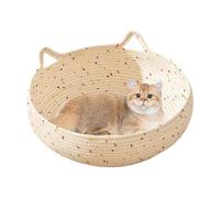 Woven Cat Bed for Indoor Cats - Round Kitten Basket for Comfortable Lounging, Breathable Non-Slip Design with Soft Support, Pet Bed for Small Dogs, Kittens, Indoor Resting, Sleeping, and Napping