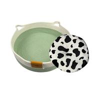 Woven Cat Bed - Round Cotton Rope Bed, Soft Cushion Mat, Pet Nest, Durable Handmade Rest Space, Storage Utility | Comfortable Cat Shelter