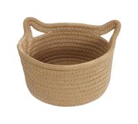 Woven Cat Ear Storage Basket - Cotton Container, Organizer Tub | Widely Uses Kids Toy Bin, Baby Hamper, Foldable Dog Basket, Decorative Gift Box for Room Clothes Accessories, Nursery Storage Unit