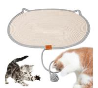Woven Cat Scratching Mat - Pet Summer Cooling Scratching Mat in Woven - Puppy Dog Cat Kennels Scratch Mat Comfortable with Ball for Courtyard, Park, Balcony