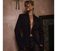 WOVEN CINCHED WAIST BLAZER IN BLACK, Women's Size UK 8