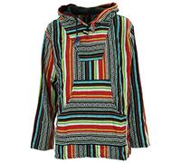 Woven Cotton Baja Hoodie Jumper - Mexican Diamond - L