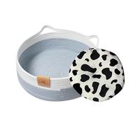 Woven Cotton Pet Nest - Washable Rope Cat Bed, Kitten Basket with Soft Mat, Multi-Purpose Animal Lounge with Sturdy Design, Indoor Comfort Spot for Cats, Small Dogs, and Bunny Friends