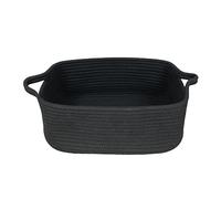 Woven Cotton Rope Storage Basket with Handles for Organizing Shelves Closet Small Cat Dog Pet Toy Basket Box Bin Decorative Rectangle Baby Nursery baskets Gift Baskets Empty Black