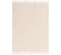 Woven Cream Rug with Fringed Edging - 170 x 120 cm - Ariana