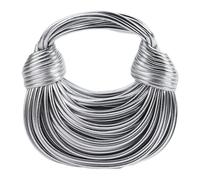 Woven Crossbody Bag for Women, Small Leather Clutch Purse, Knotted Bread Handbag, Top Handle Noodles Satchel Bag., Silver