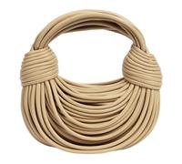 Woven Crossbody Bag for Women, Small Leather Clutch Purse, Knotted Bread Handbag, Top Handle Noodles Satchel Bag., Off-white