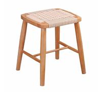 Woven Dining Stool, Modern Dressing Stool, Small Foot Stool Square, Wood Multifunctional Woven Ottoman, Shoe Changing Stool With Rattan Top,Cherry wood,1PCS