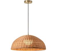 Woven Dome Home Decoration Pendant Light Chandelier Large Round Wicker Shade Rattan Ceiling Hanging Lamp Boho Coastal Rustic Lighting Fixture for Bedroom Kitchen Island Dining Room