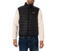 EA7 Men's Woven Down Gilet, Black/Gold, M