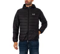 EA7 Men's Woven Down Jacket, Black/Silver, XL