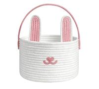 Woven Easter Basket Made of Cotton Rope - Rabbit Basket with Handle, Reusable Candy Toy Snack Holder | Party Gift Baskets for and Girls for Holidays, Easter Hunting, Home Decoration