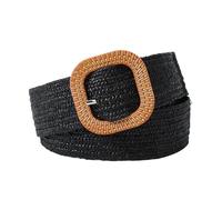 Woven Elastic Belt Square Buckle Adjustable Strong Durability Comfortable Fit Braided Stretch Web Belt for Dress Shirt Coat (One Size)