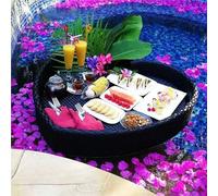 Woven Floating Tray for Pool & Spa - Ideal for Entertaining, Serving Food & Drinks at Parties, Perfect for Leafy Greens & Coffee, Durable & Stylish Design