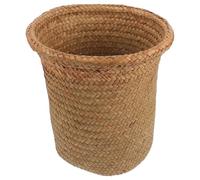 Woven Flower Basket round Indoor Planter Cover for Storage and Decor Winter | Natural Cattail Stem Weave, Rustic Farmhouse Style, Delicate Texture, Holds Makeup or Napkins, Shelf and Outdoor Use