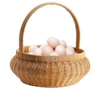 Woven Flower Basket - Woven Serving Storage Bowls with Handles | Imitation Rattan Round Basket Storage Organizer for Kitchen Pantry Counter Fruit Vegetable Bread Serving Home Table Picnic