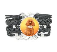 Woven Fortune Cookies Poodle Dog Love Adjustable Leather Braided Bracelet B