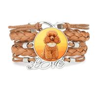 Woven Fortune Cookies Poodle Dog Love Adjustable Leather Braided Bracelet B