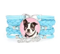 Woven Fortune Eyes Pekingese Dog Love Adjustable Leather Braided Bracelet B
