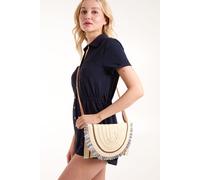 Woven Fringe Detail Clutch Bag With Attachable Strap Blue Vanilla Stone One Size