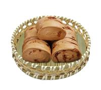 Woven Fruit Basket - Woven Wicker Storage Basket - Rustic Food Tray with Flat Bottom Hollow for Vegetables Picnic Farmhouse Fruit Decorative