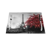 Woven Grey Paris Eiffel Tower Printed Placemats 6 Pack Easy To Clean Suitable For Indoor And Outdoor Use
