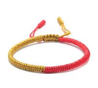 Woven,Hand-Knitted Tibetan Rope Jewelry, Diamond Knot Yellow Mixed Red Lucky, The Birth Year Of The National Wind, Unisex, Personalized Clothing Accessories