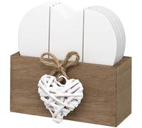 Woven Heart Design Set Of 4 Wooden Heart Shaped Coasters With Stand