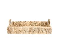 Woven Hyacinth Serving Tray with Handles Rectangular Multi Purpose Table Drinks Serving Food Tray Decorative Living Room Dining Room Kitchen Serveware (Medium)