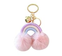 Woven Key Dangle - Rainbow Charm Pendants, Plush Bag Toy | Purse Pendant, Boho Backpack Clip, Soft Fashion Puff, Novelty Ornament, Cloud Key Holder, Widely Applicable Cute Accessories for Girl