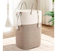 Woven Laundry Basket for Clothes, 100L Large Rectangle Laundry Hampers with Beads Tassel, Nursery Storage Basket for Toys, Tall Dirty Clothes Hamper for Bedroom Aesthetic, Laundry Room Organization