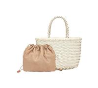 Woven Leather Bags Hand-woven Leather Woven Casual Vegetable Basket Bag With Inside Vintage Shopping Tote Shopping(Beige)