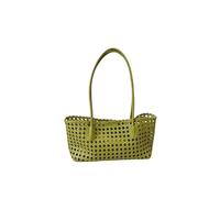 Woven Leather Tote Bag with Zipper Pouch, Top Handle Handbag | Chic woven faux leather tote with lace trim. Features a detachable zipper pouch, braided straps, Lightweight, spacious
