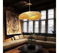 Woven Light Large Kitchen Island Bamboo Ceiling Light Bird Nest Wicker Lamp Rustic Rattan Chandelier Dining Room Lighting for Farmhouse Living Room Bedroom Bar Cafe/Smalld 23.6'', a, Lar