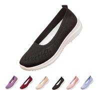 Woven Lightweight Breathable Orthopedic Sneakers,Casual Low-Top Flats Black