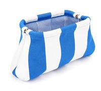 Woven Mahjong Tile Bag for American Mah Jongg, Striped Crochet Storage Clutch with Snap Closure, Portable Case for Tiles, Game Night Gift (Blue White, Stripe)