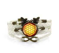 Woven Men,White Rope Flame Symmetry Beautiful Art,Time Gemstone Multi-Layer Hand-Woven Glass Combination Jewelry Ladies Fashion European And American Jewelry