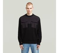 Woven Mix Knit Pullover - Black - Men M