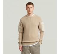 Woven Mix Washed Knit Pullover - Beige - Men XL