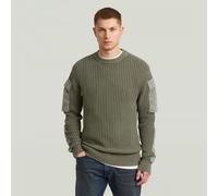 Woven Mix Washed Knit Pullover - Green - Men M
