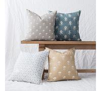 Woven Nook - Modern & Luxurious 18" x 18" Decorative Boho Throw Pillow Covers - Durable Quality & Machine Washable - 100% Cotton Canvas - Etta Design - Orange, Black, and Brown, 4 Pack For Home