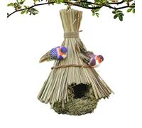 Woven Parrot, Professional Avian Hardware, 6x6 Inches Safety with Parakeet Home, Durable Grass Pocket, Natural with Teardrop Design, Canary Shelter for Patio and Lawn