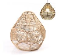 Woven Pendant Lamp Shade | Paper Rope Rattan Weave Retro Chandelier Light | Light Wicker Lampshade | for Kitchen Island, Bedroom, Restaurant, Dining Room
